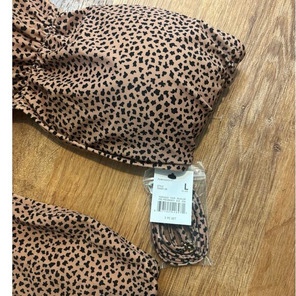 NWT A Pea In The Pod Maternity Cheetah Convertible Two Piece Swimsuit Size L - Picture 2 of 7